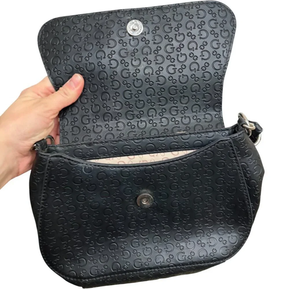 vintage y2k guess black baguette shoulder bag